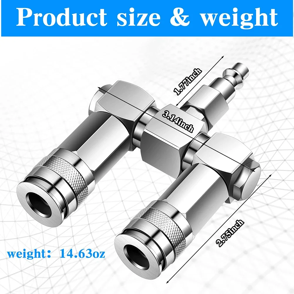 1pc Air Hose Connectors 2 Way Air Hose Splitter Fittings 1/4\'\' NPT Air Compressor Quick Connection For A T I/M Type Plug Coupler