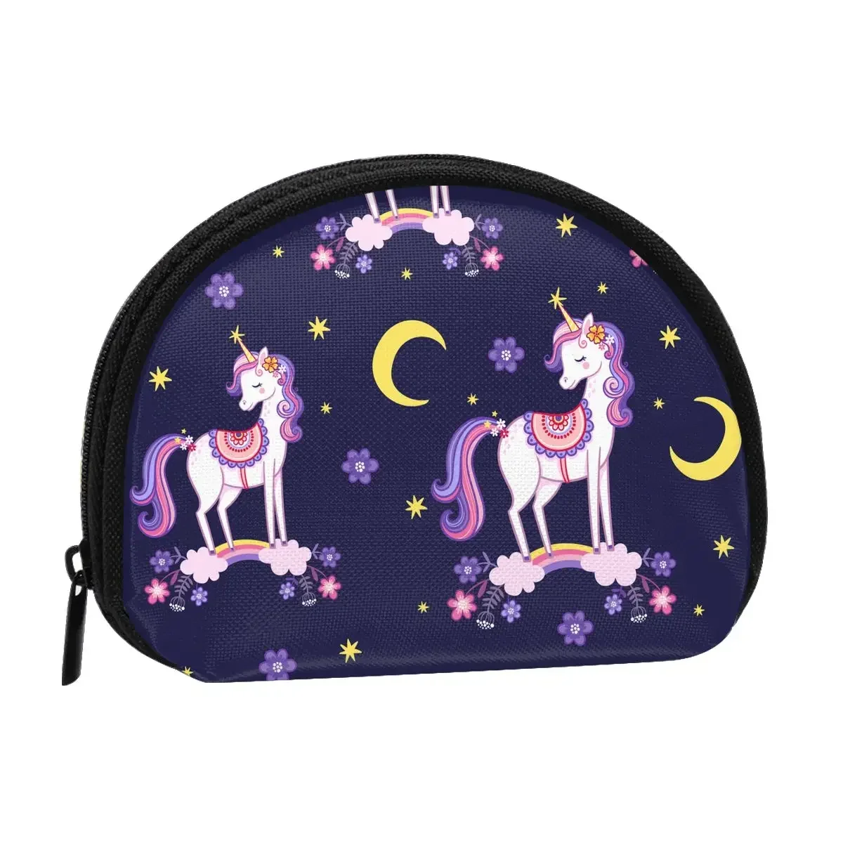 Purple Unicorns 3D Printing Coin Purse Ladies Shopping Portable Silver  Bag Travel Mini Credit Card ID   Gift