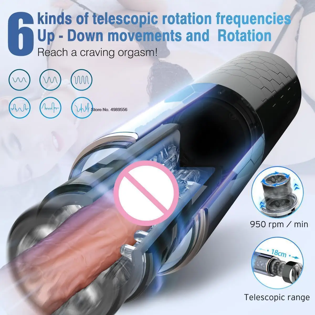 Masturbators For Men Silicone Pussy Vaginas For Men Sex Toys For Men 6 Thrusting 3 Spinning Suction Modes with bluetooth image 2