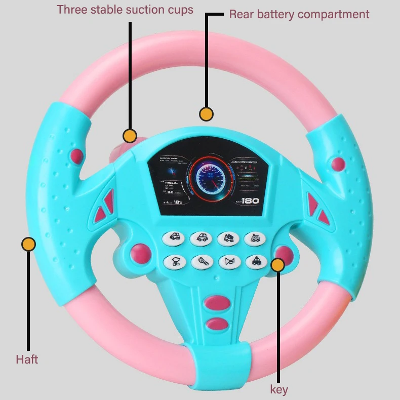 Brinquedo interativo do volante das crianças com sons de condução realistas leves para aprendizagem precoce brinquedos educativos para crianças