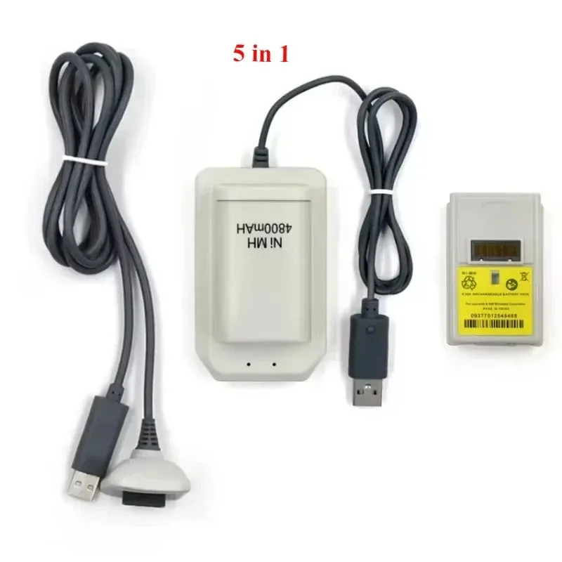 2 in 1/3 in1 /5 in 1 4800mAh Battery Rechargeable Pack with USB Charger Cable for Xbox 360 Wireless Controller Gamepad Batteries