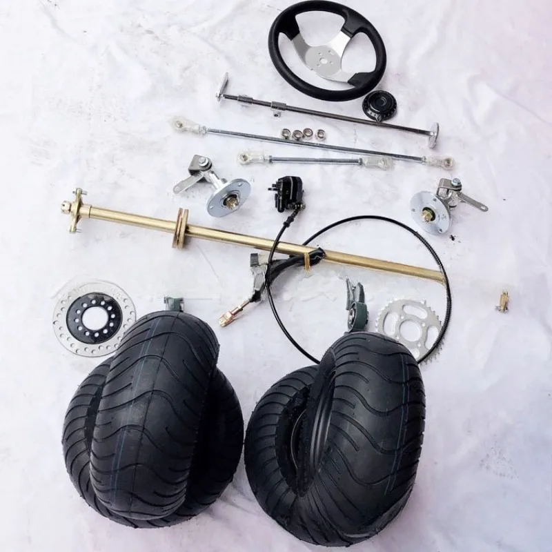 DIY self-made four-wheel electric 168 kart front and rear suspension kit assembly 6-inch tire modified foot disc brake car