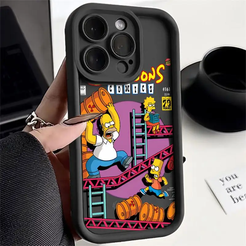 Case For Apple iPhone 11 15 Pro Max 14 Plus 13 12 Shockproof Protective Shell Silicone Funda Phone Cover Funny Cartoon SimpsonS