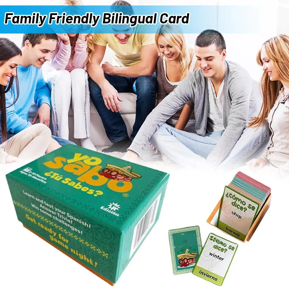 Gioco da tavolo con carte bilingue per la famiglia Carta bilingue adatta alla famiglia Vocabolario spagnolo Forniture per giochi espandibili