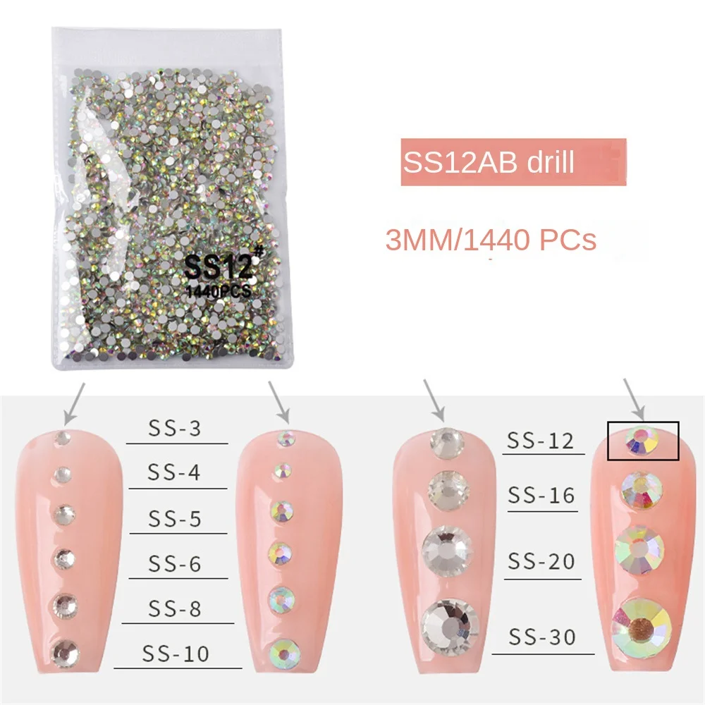 Swarovsky Helder Kristal Ab Flatback Glas Nail Art Strass Nagel Strass Mix Grootte Niet Hete Fix Strass Lijm