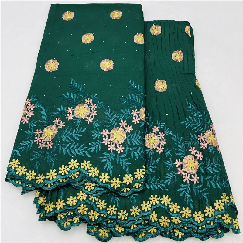 

5+5 Yard Swiss Voile Dry Lace Fabric Lafaya Embroidery African 100% Cotton fold Popular Dubai Style For Party Material 12L29703