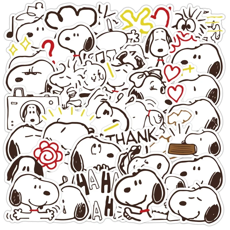 40pcs Snoopy Cute Cartoon Dog Graffiti Handbook Material Mobile Phone Case Luggage Waterproof Sticker