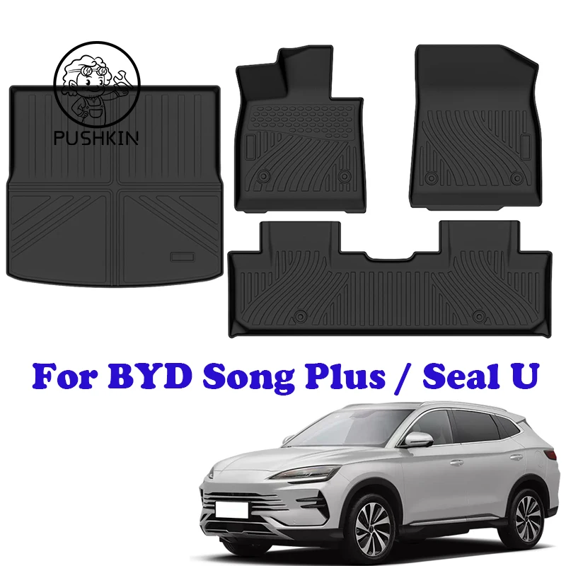 

Car Floor Mats For BYD Song Plus DM-i EV 2024 Seal U Sealion 6 Trunk Mat Backrest Cushion Non-slip Foot Pad Cargo Liners