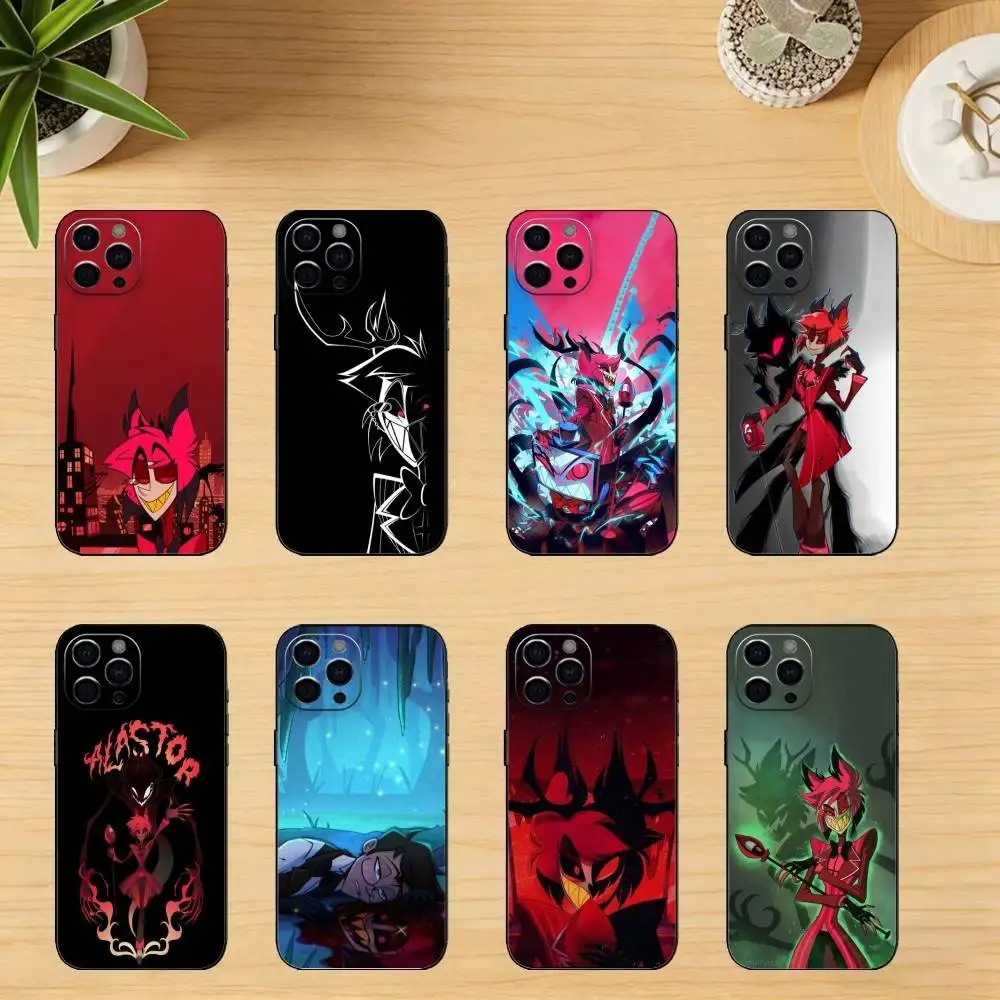 

HazbinS H-Hotels AlastorS Phone Case For iPhone 17,16,15,14,13,12,11 Plus,Pro Max,Soft Silicone Black Cover