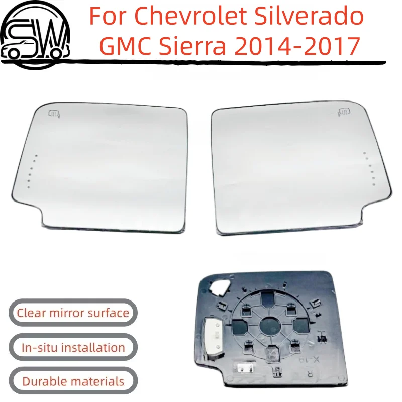 For Chevrolet Silverado GMC Sierra 2014-2017 model rearview mirror lenses.