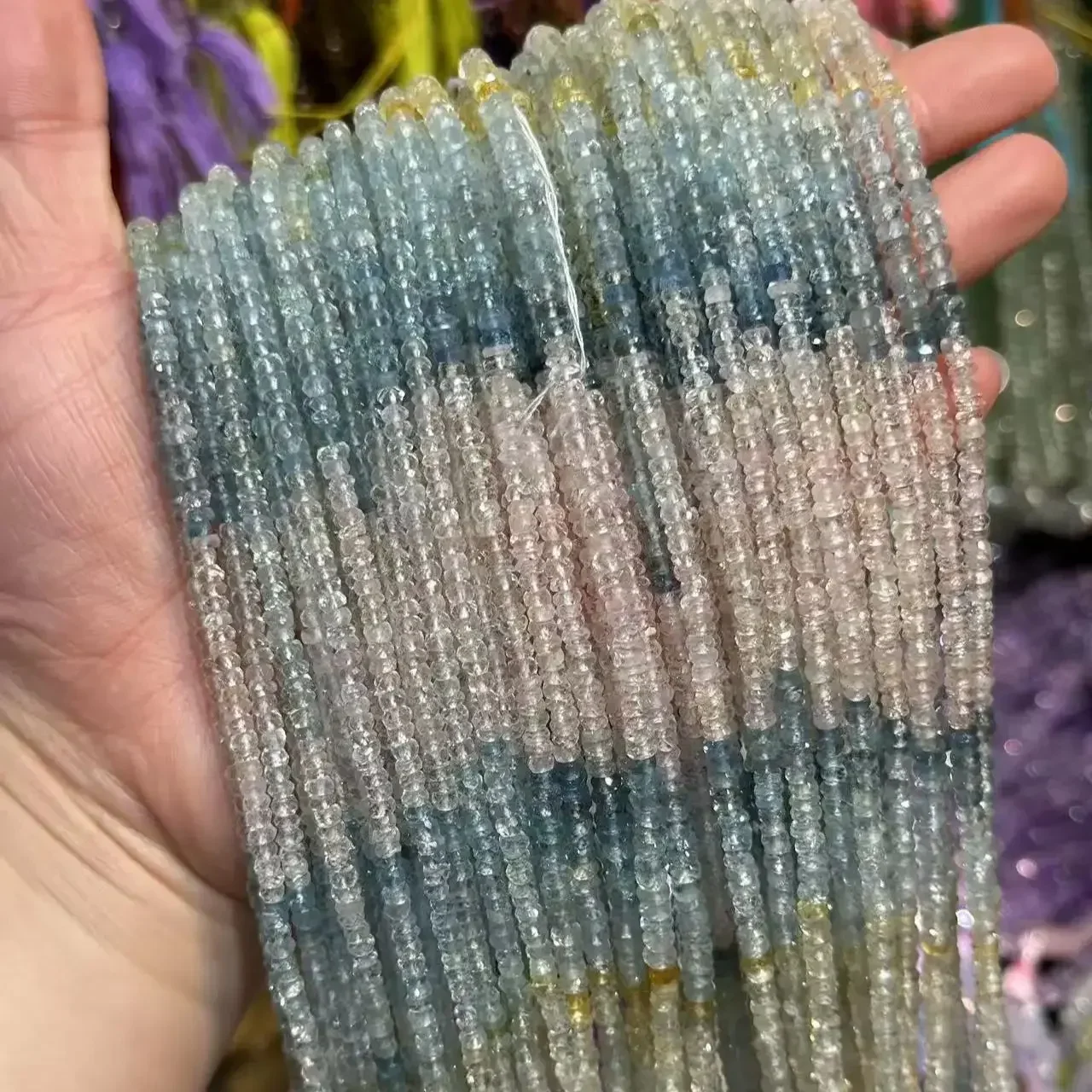 

Wholesale AAA Indian Natural Gradient Morganite Gem 34cm Faceted Loose Bead Making DIY Bracelet Necklace for Jewelry Accessories