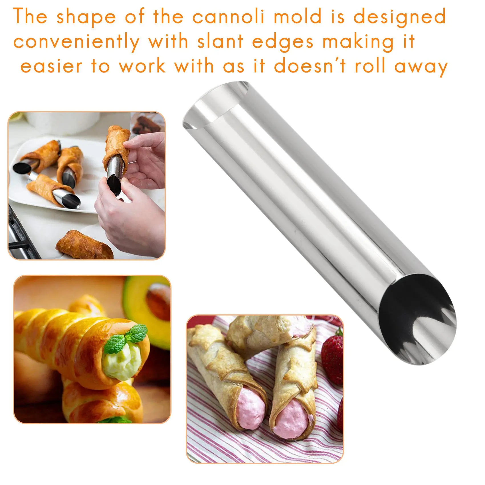 캐놀리 페이스트리 폼 몰드, 14 430 스테인리스 스틸 튜브 세트-5 인치