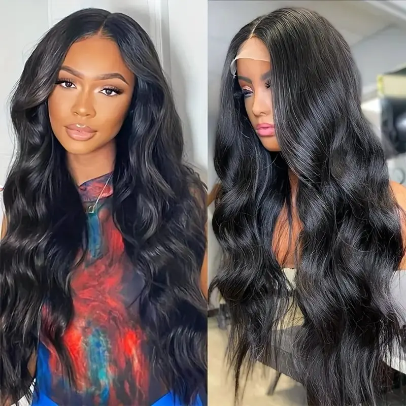 Rosabeauty HD Body Wave Nature Color 13X6 Transparent Lace Frontal Wig 13X4 Front Human Hair Glueless Wig 250% Density