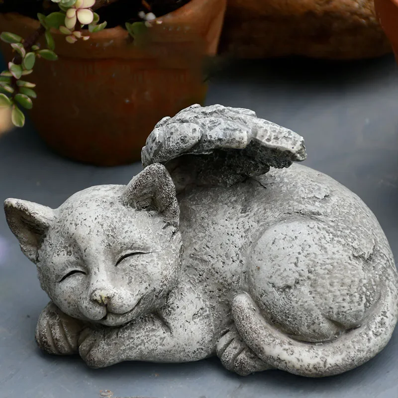 الشمال الرجعية الملاك الكلب التماثيل الحلي في الهواء الطلق فناء الراتنج نماذج للحيوانات الحرف المنمنمات حديقة اكسسوارات الديكور #2