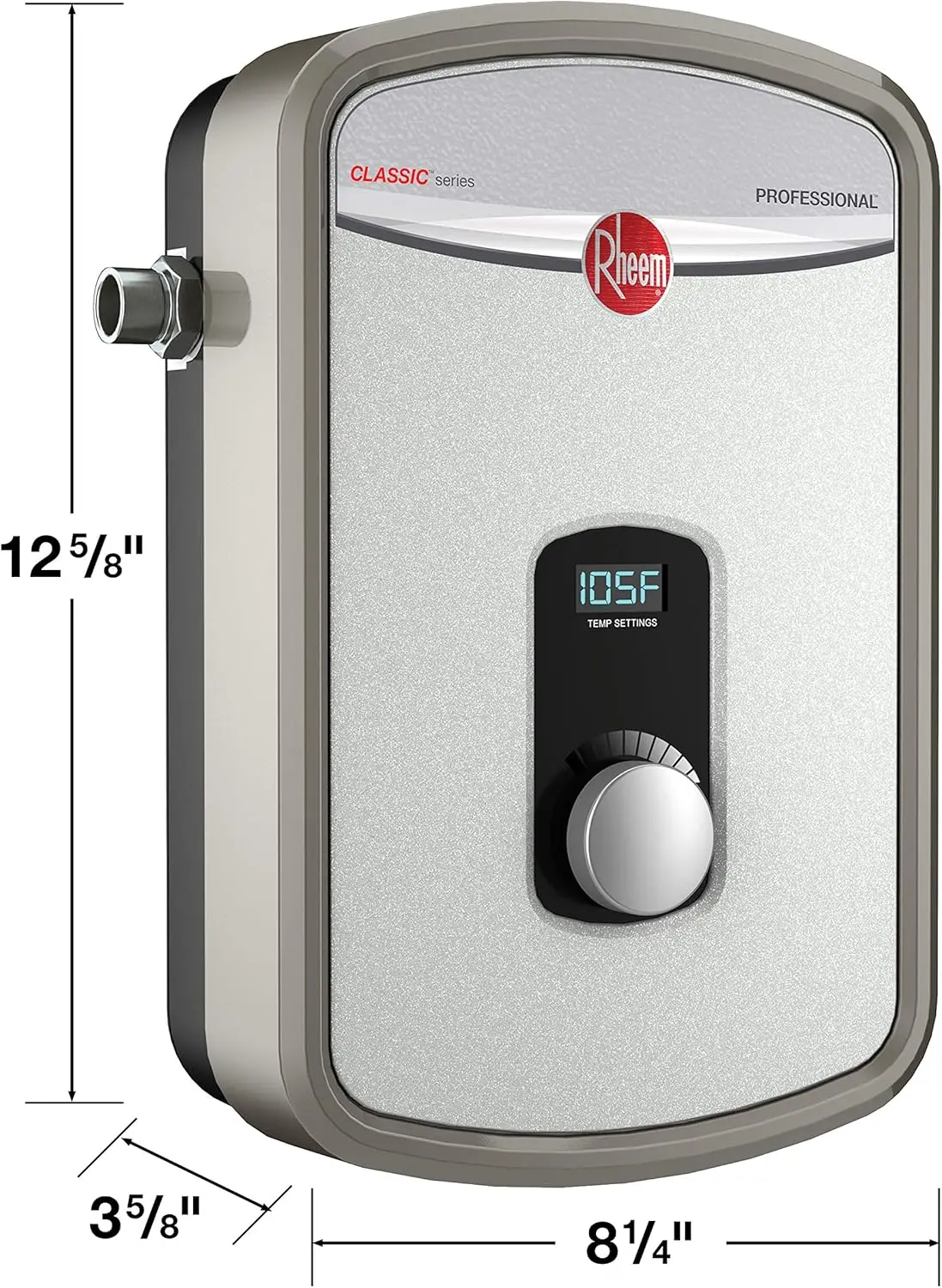 240V Tankless Electric Water HeaterON/OFF Dial Control with adjustable digital temperature display Self-modulating power control