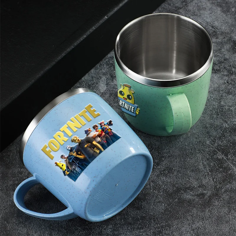 Чашки из нержавеющей стали серии Fortnites, двухслойные противоожоговые модные чашки для чая, кофе, молока, напитков, воды для домашнего офиса, стакан