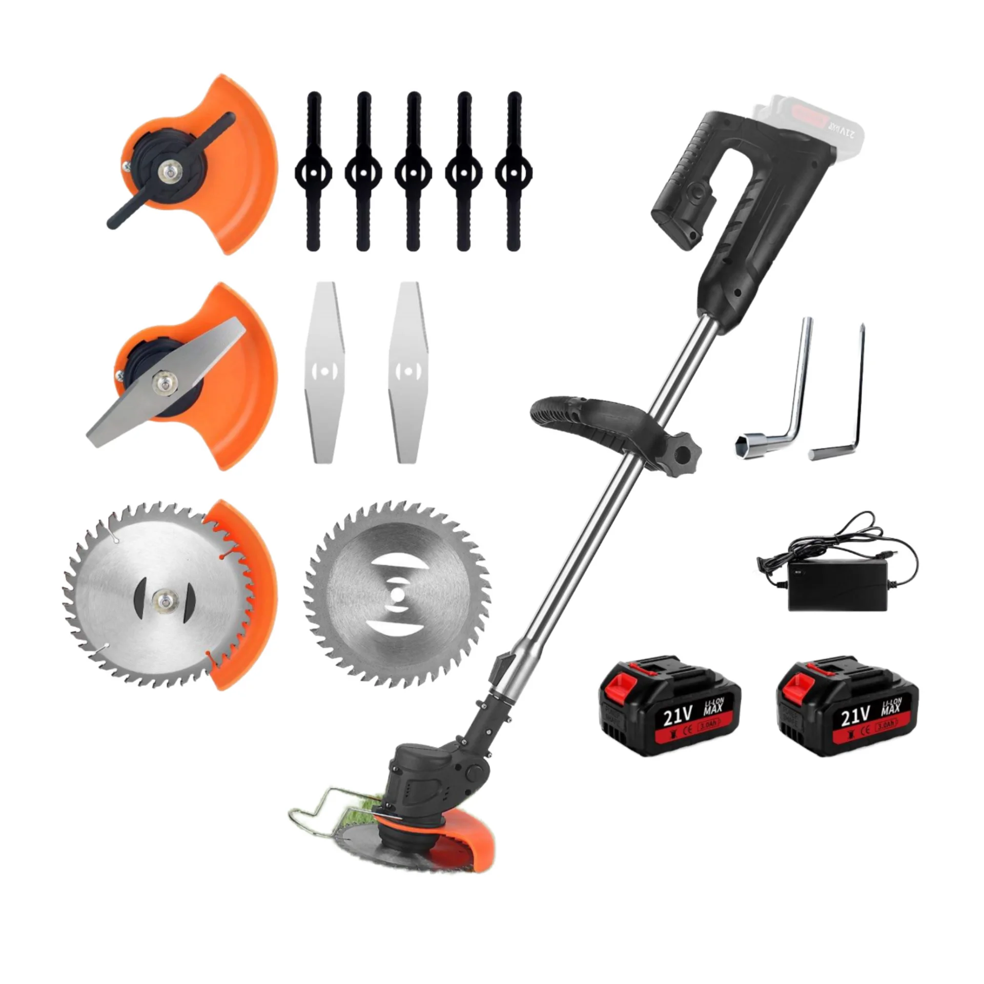 Cordless DIY lawn mower 21V high carbon steel blade, lithium battery electric mower, power mower