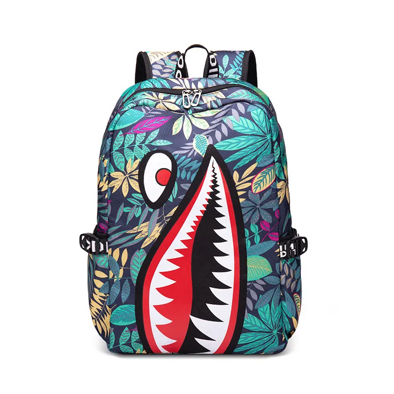 Backpack Elementary Bookbag Travel Rucksack Cartoon Shark Print Primary School Student Satchel Backpack Mochila Infantil