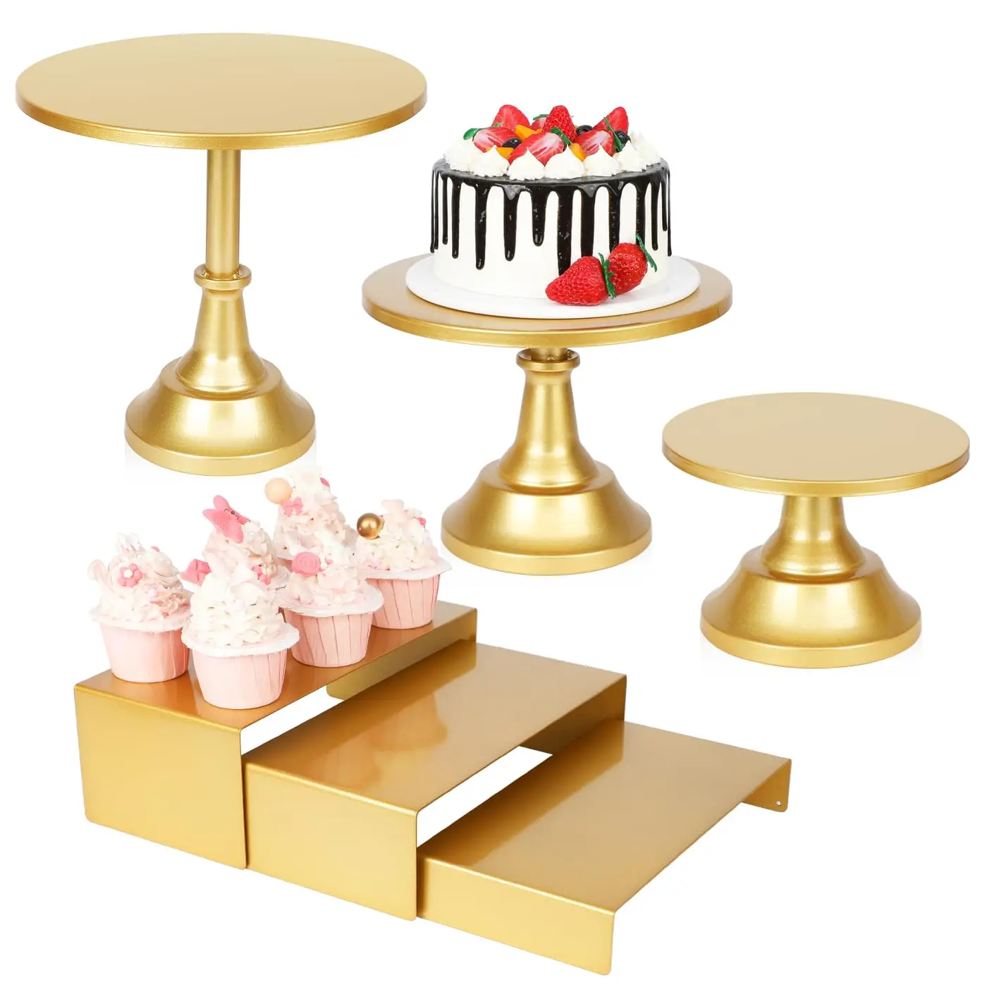 6-piece cake holder set, gold metal cake holder for parties, dessert table display set circular cake base holder Wedding Decorat