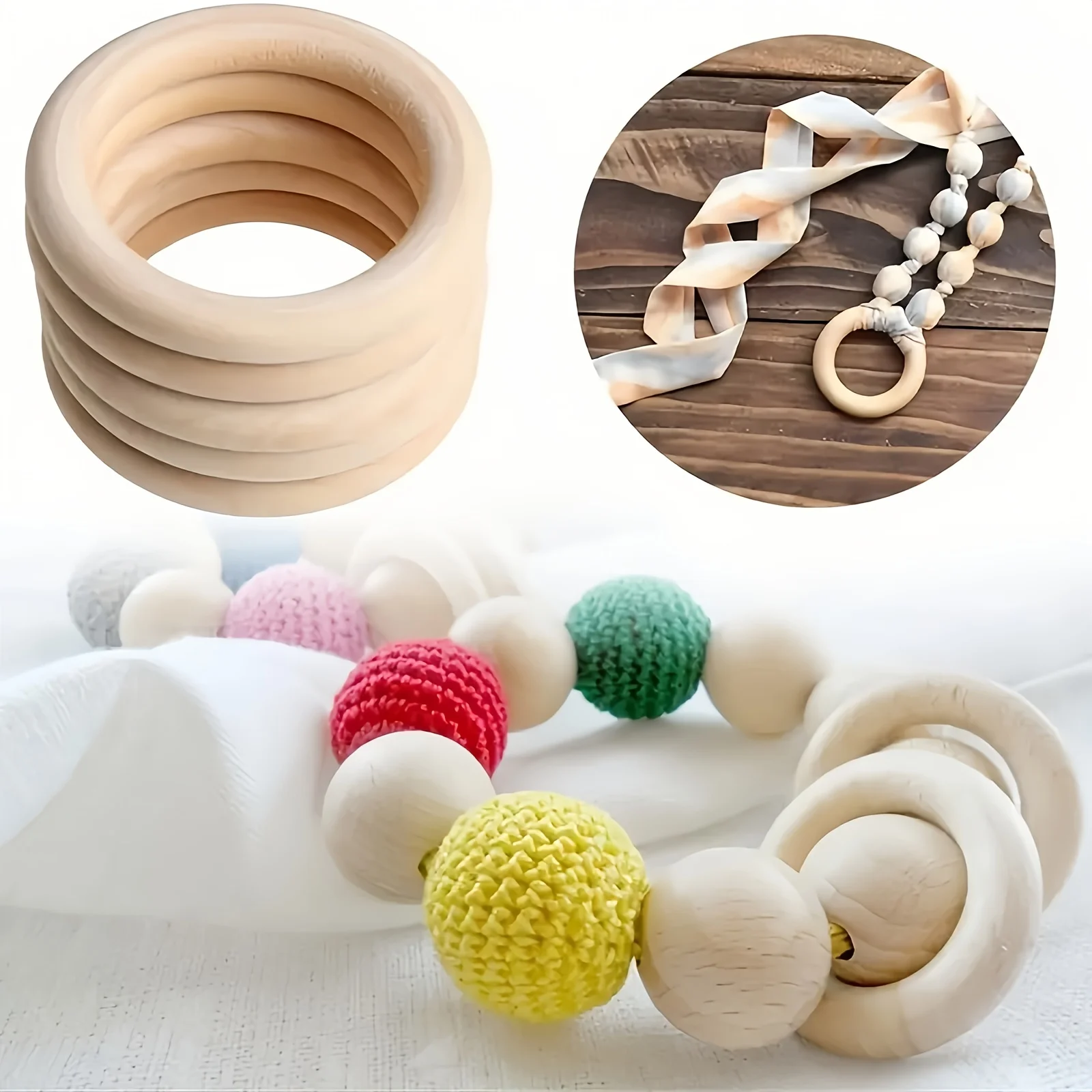 20/10Pcs DIY Natural Wooden Ring Crafts, Tassel Wooden Rings, Unfinished Wooden Rings For Lace Ring Knit Jewelry Making