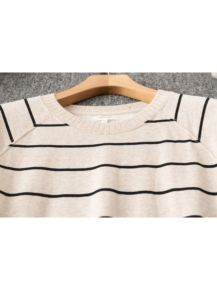 Faionable Casual Fce Lined Knitted round Ne Long Sve Overhead Sweater Spring Autumn Korean Sle Versatile Slimming