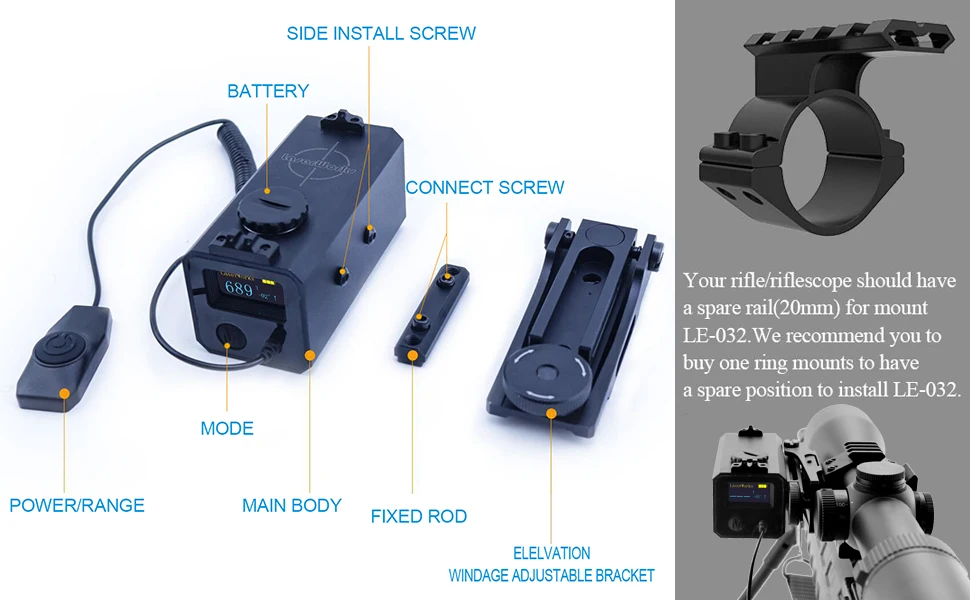 LE032 Laser Range Finder Outdoor Hunting Rangefinder Scope