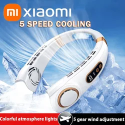 Xiaomi-Ventilador de Pescoço Suspenso Bladeseless, Ar Condicionado Portátil, Tipo-C, USB, Display Digital LED, Ventilador Elétrico, Luz Atmosfera Colorida