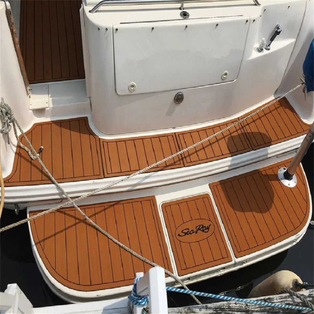 1995-1999 Sea Ray Sundancer 330 منصة السباحة قمرة القيادة وسادة قارب إيفا خشب الساج الطابق SeaDek MarineMat Gatorstep نمط ذاتية اللصق KJ2
