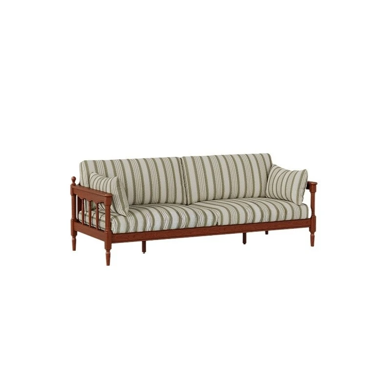 

Fabric sofa boxwood home living room three-person solid wood sofa
