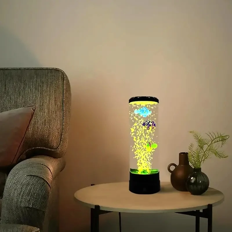 LED Bubble Fish Lamp,Multi Color Changing Aquarium Night Light, Desk Decoration For Office Bedroom Living Room, Exclude Battery