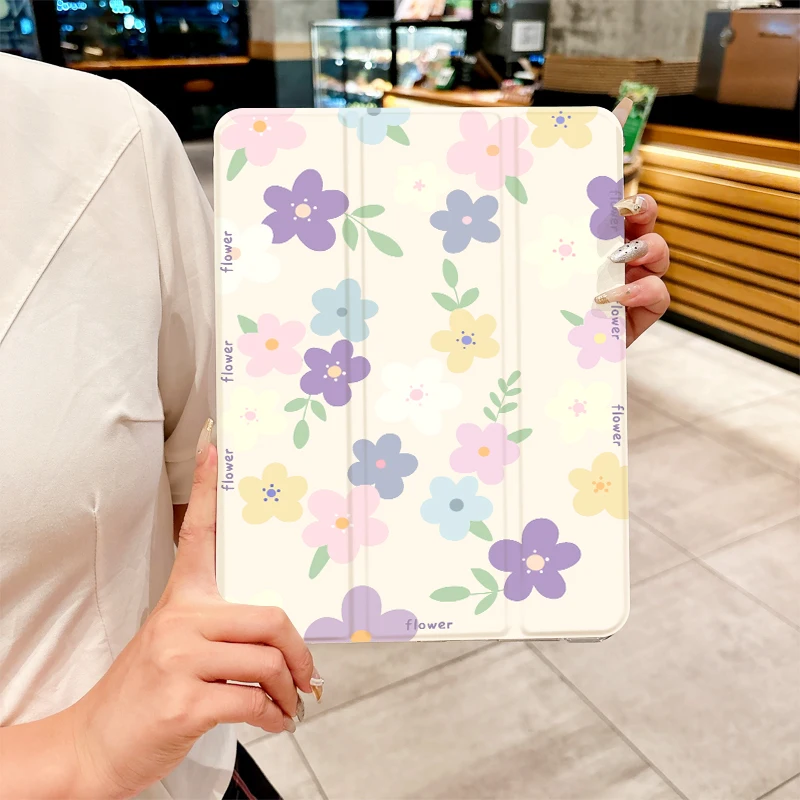 Purple flowers case for iPad pro 10/11-Inch 2020/6th/7th /8th /Air 3rd/Air 4th/9th gen/Air 5th Gen 2022/Air 11