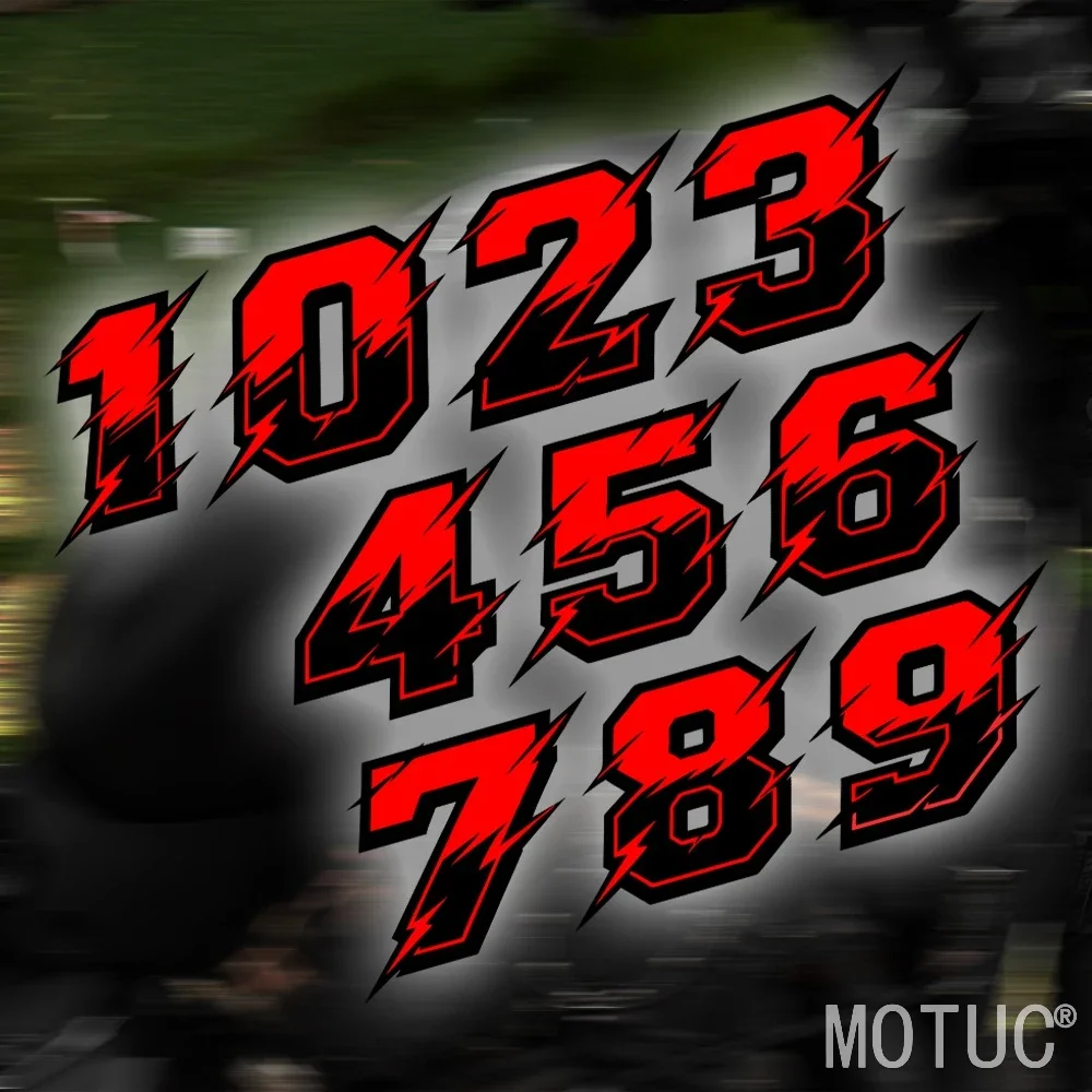 2PCS Red Black Lightning Racing Number Sticker Waterproof Decal For Motorcycle Helmet Body Exterior Accessories Decor