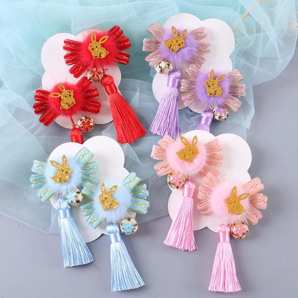 Bow Hair Grip Pearl Headwear Kids Chinese Hair Clips Flowers Hairpins Chinese New Year Hairpins Children Tassels Hairpins