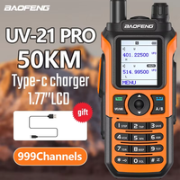 BaoFeng UV-21 Pro Dual Band Walkie Talkie Long Range High Power Rechargeable Type-C Ham Radio with Flashlight For Camping Travel