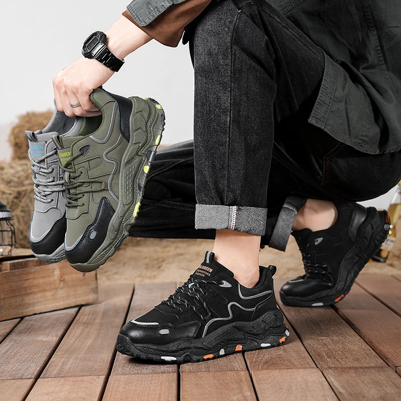 

Мужская обувь 2024, спортивная походная обувь на открытом воздухе, модная модная обувь в стиле ретро с защитой труда, модная повседневная мужская обувь