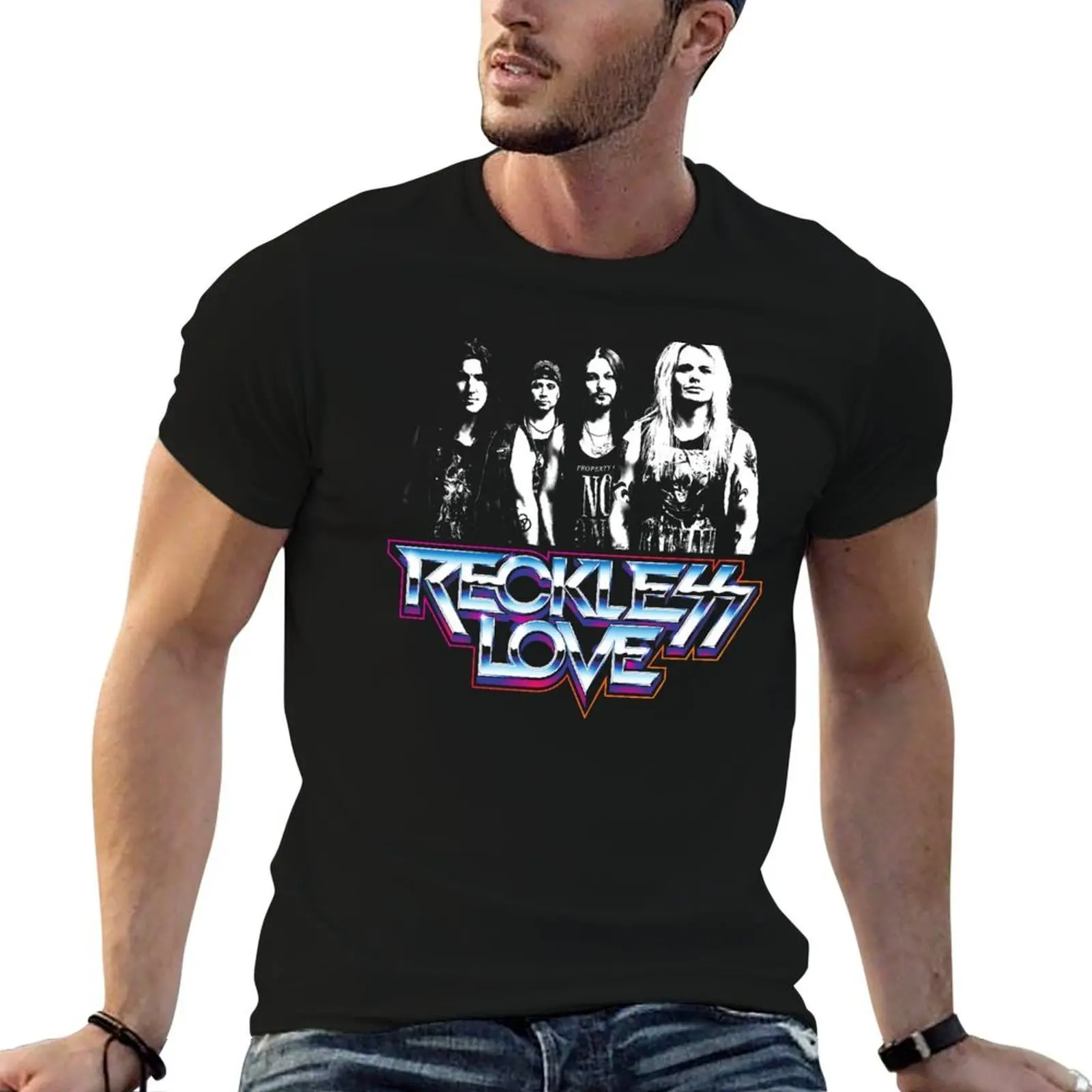 Reckless Rock Halftone Art T-Shirt custom shirt anime clothes mens graphic t-shirts pack