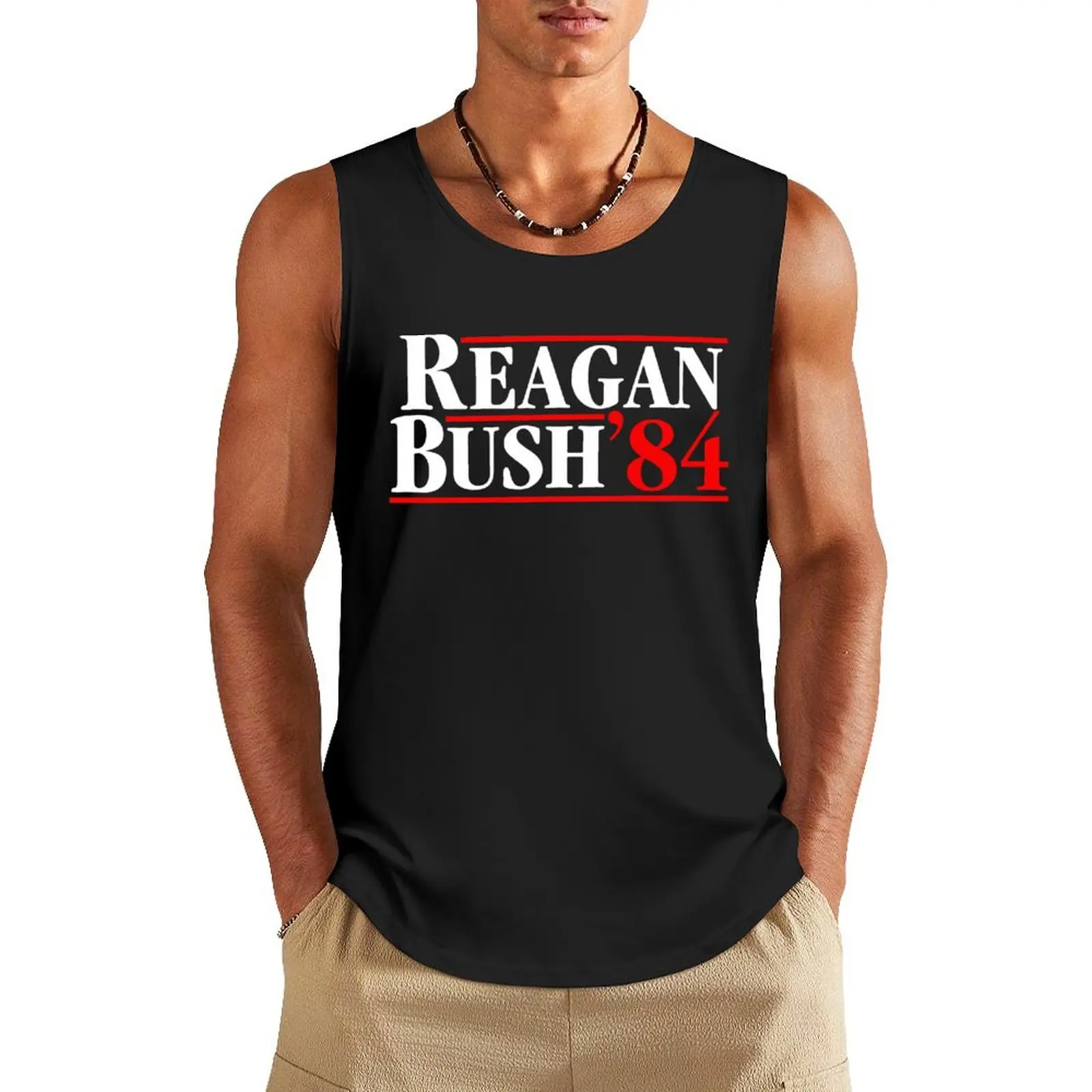 

REAgan Bush 84 Tank Top Men's summer clothes 2025 Gym t-shirt man bodybuilding t-shirt gym clothes men