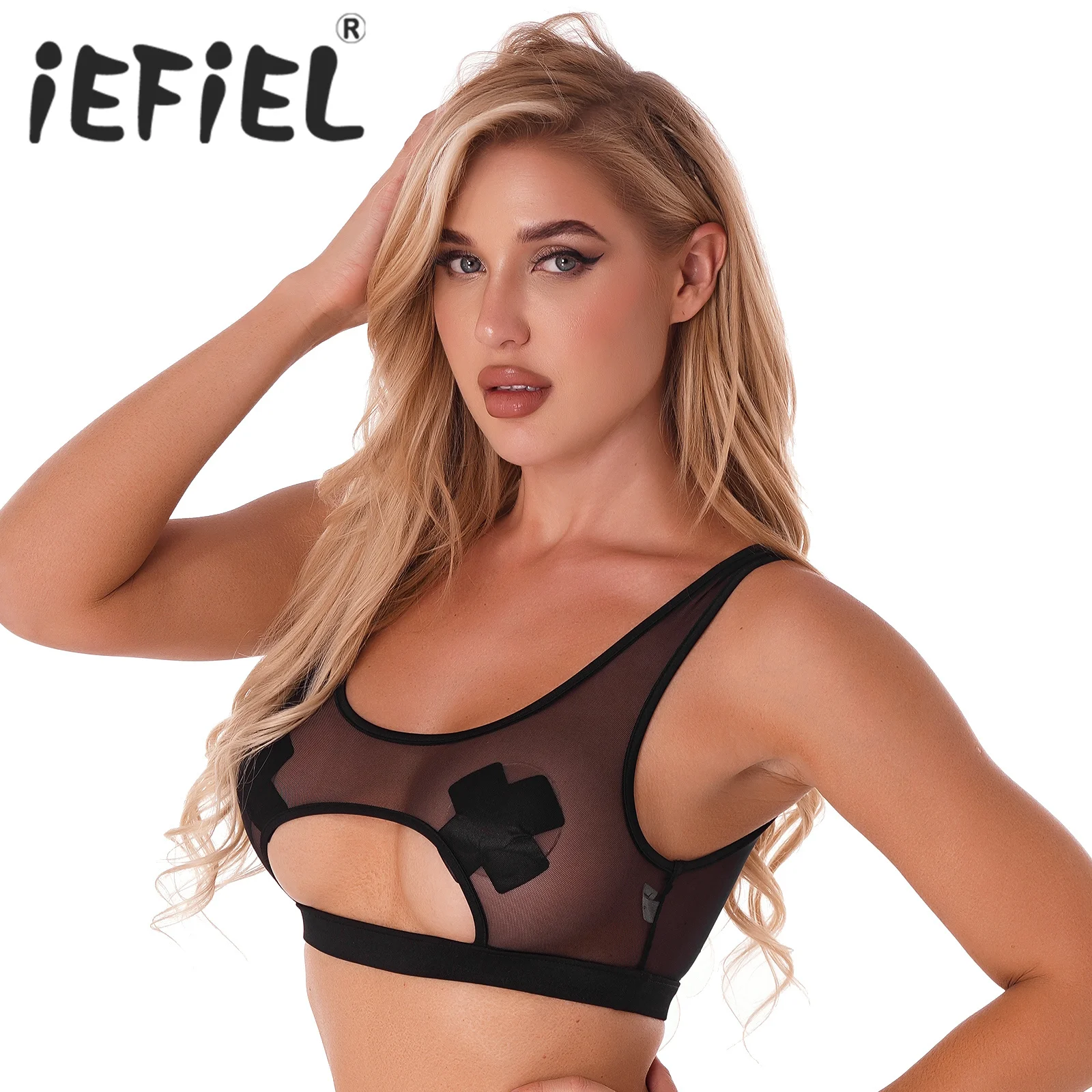 Womens Mesh Bra Tops Transparent See-through Sexy Tops Sleeveless Backless Sheer Camis Bra Vest Female Nightwear Tank Crop Tops