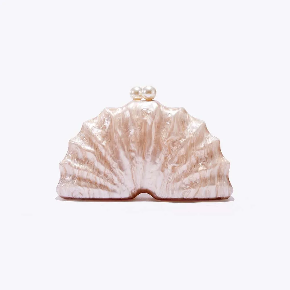Fashion Shell Half Room Acrylic Beaded Bag Box Clutches Party Evening Purse Women Shoulder Travel Beach Mini Summer Handbags