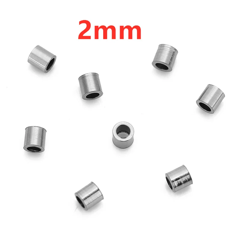 100 Stück 1,5 mm 2 mm 2,5 mm Edelstahl-End-Quetschperlen, großes Loch, Abstandshalter, Stopper-Perlen für DIY-Armband, Halskette, Schmuckherstellung
