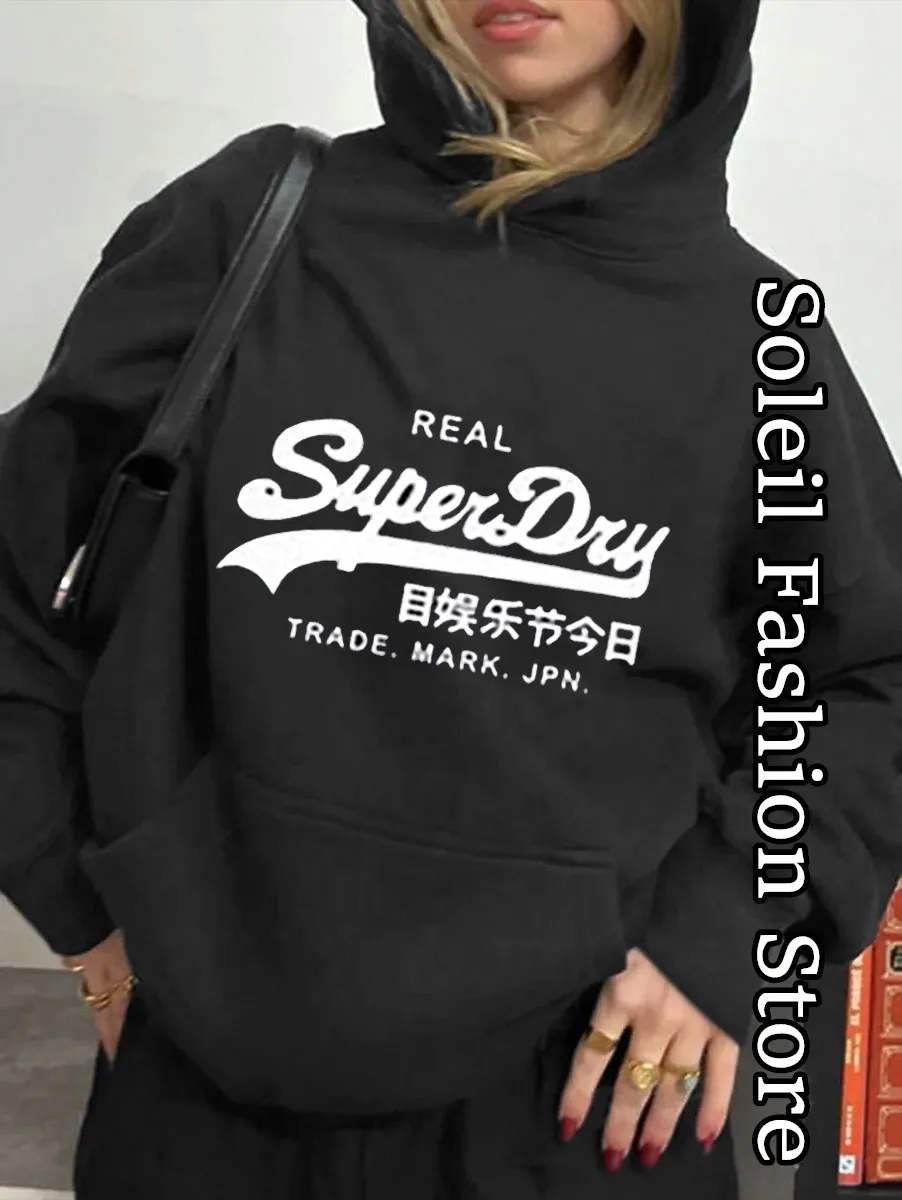 Superdry Fashion felpa con cappuccio donna uomo autunno Trendy abbigliamento con cappuccio femminile Casual manica lunga Pullover cappotto