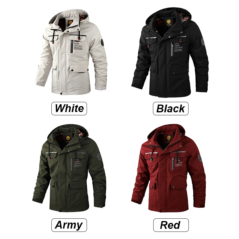 Men Fashion Jacket Men Spring Autumn Windbreaker Bomber Jacket Coats Men 2022 Outdoor Waterproof Detachable Hooded Jackets Mens