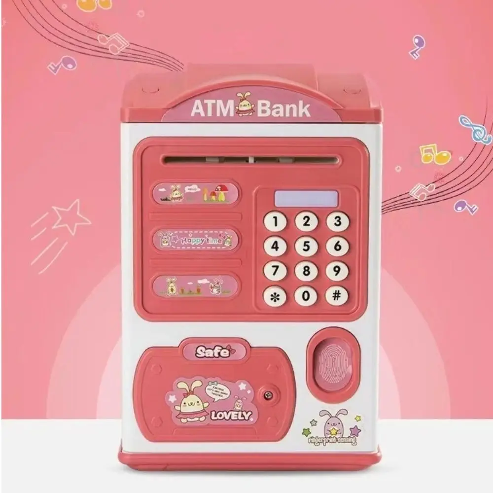 

Cartoon Fingerprint Piggy Bank Fingerprint Unlock Large Space ATM Password Bank Simulate Unlocking Password Lock Cash Safe
