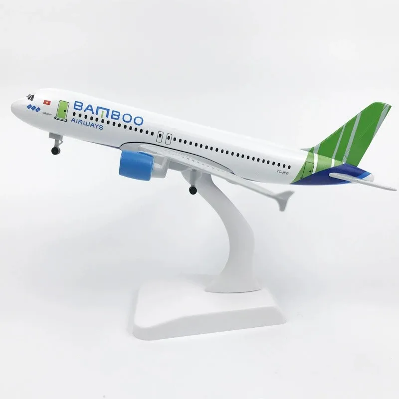 

20CM Scale Aircraft A320 Vietnam Bamboo Airlines Model Alloy airplane toy metal Finished Product Hobby Souvenirs Collection Gift