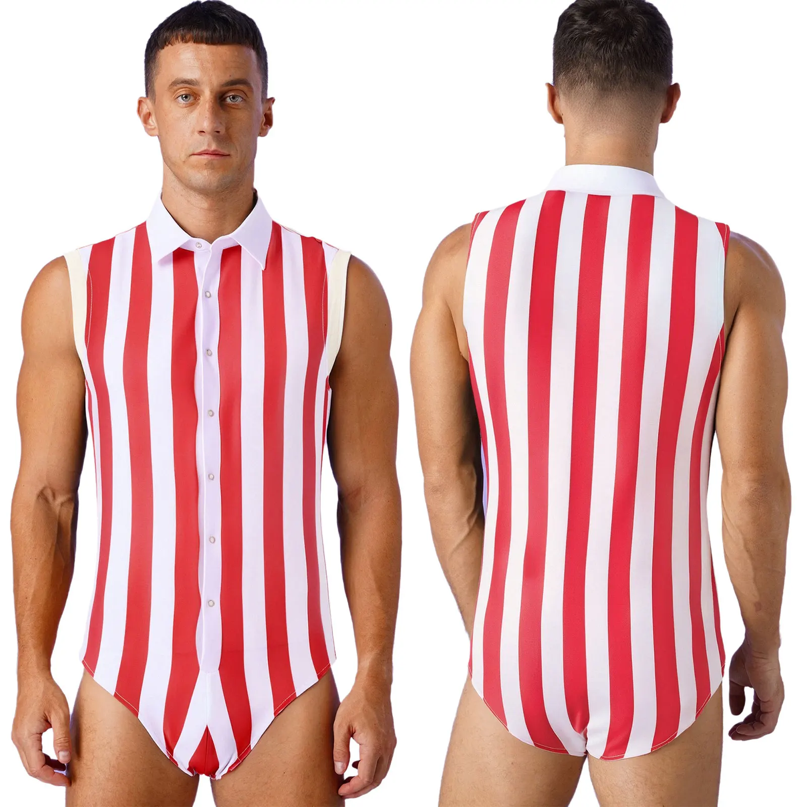 Bodysuits de luta livre de treino sem mangas masculino elegante colorido listrado macacão pijamas lounge-wear festa clube causal wear ternos