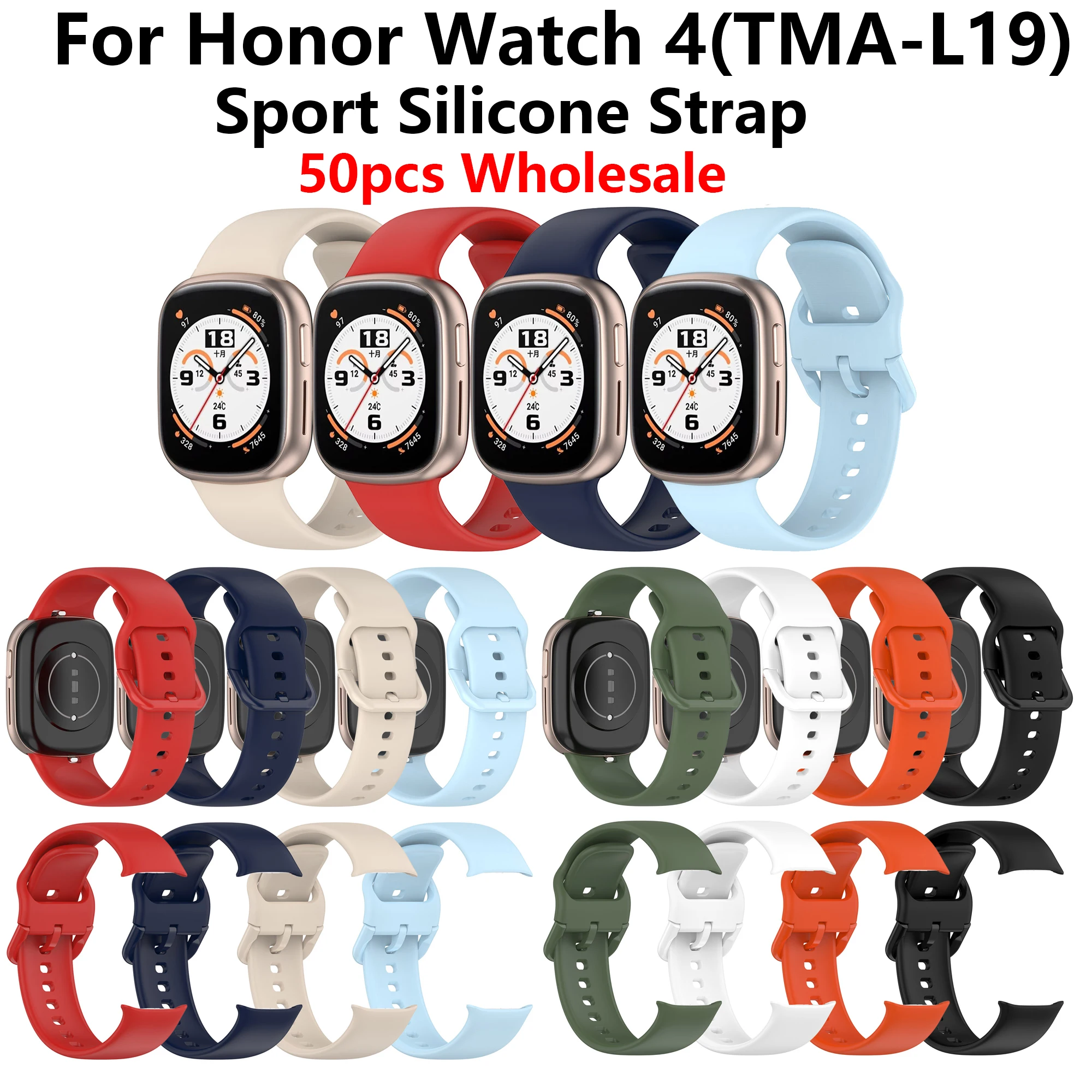 50pcs Silicone Strap For Honor Watch 4 TMA-L19 Strap Wristband Sport Bracelet For Huawei Honor Watch 4 Accessories Watchband