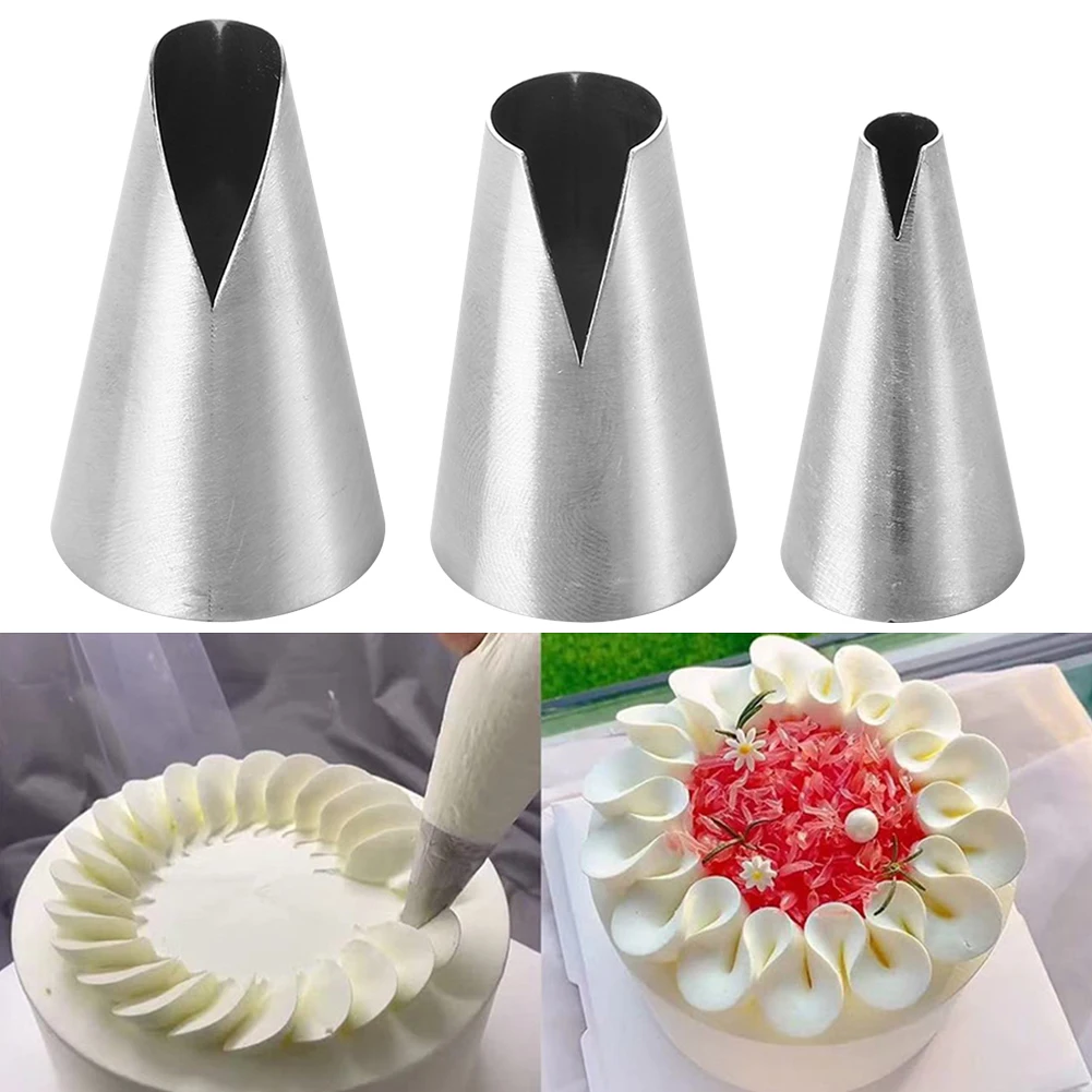 3pcs Stainless Steel Nozzles Flower V-Shape Icing Piping Pastry DIY Cake Decorating Tip