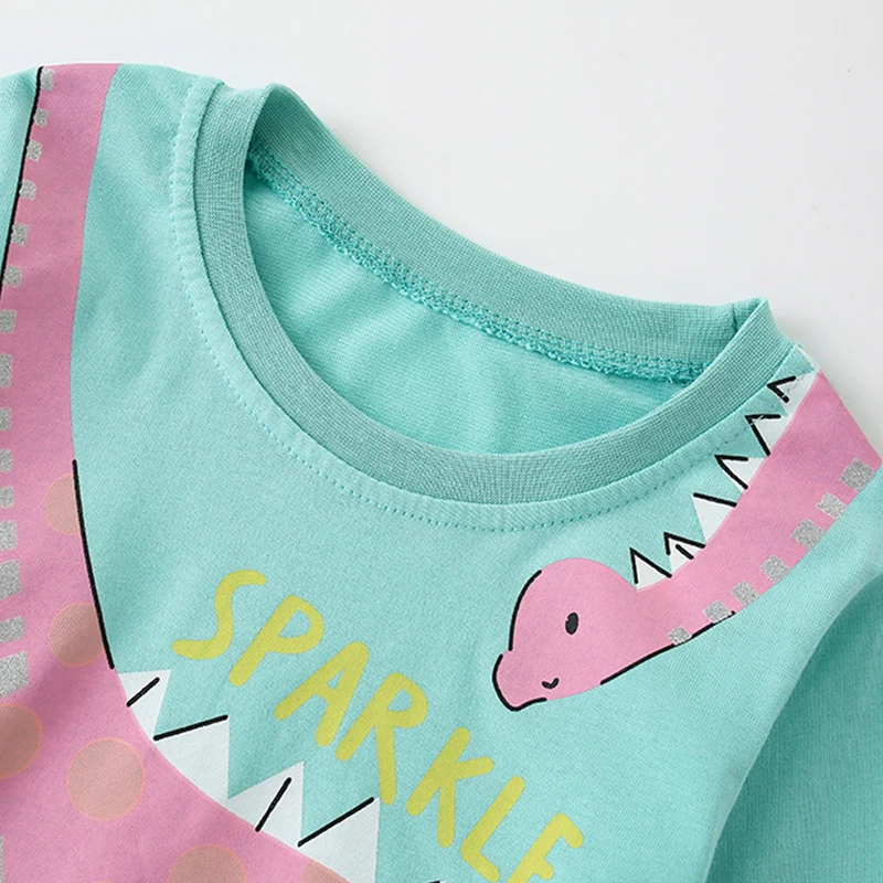 Little maven Baby Girls 2024 Autumn Spring Cartoon Dinosaur T shirts Tops+ Legging Sets Kids Clothes Children\'s Clothing Cotton