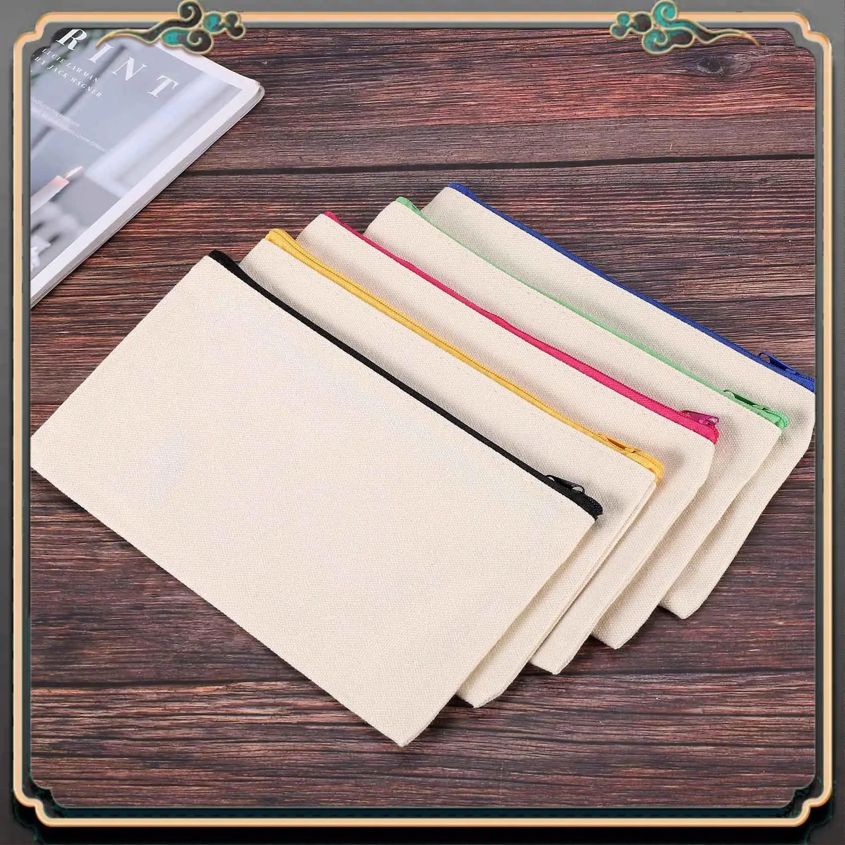 

ASMA-40Pcs Canvas Cosmetic Bag Canvas Zipper Bag Pencil Case DIY Travel Handmade Bag DIY Craft School Multicolor Zipper