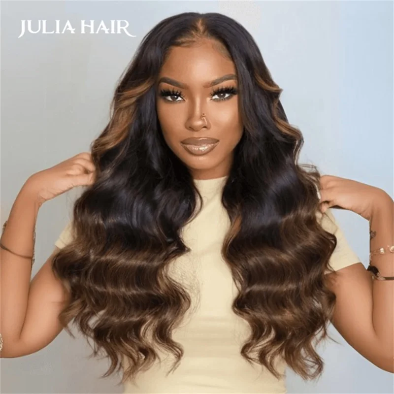 Julia Hair Loose Wave 7x5 Bye Bye Knots Glueless Wig Pre Cut Lace Chestnut Brown Colored Human Hair Wig Pre Plucked Density 180%